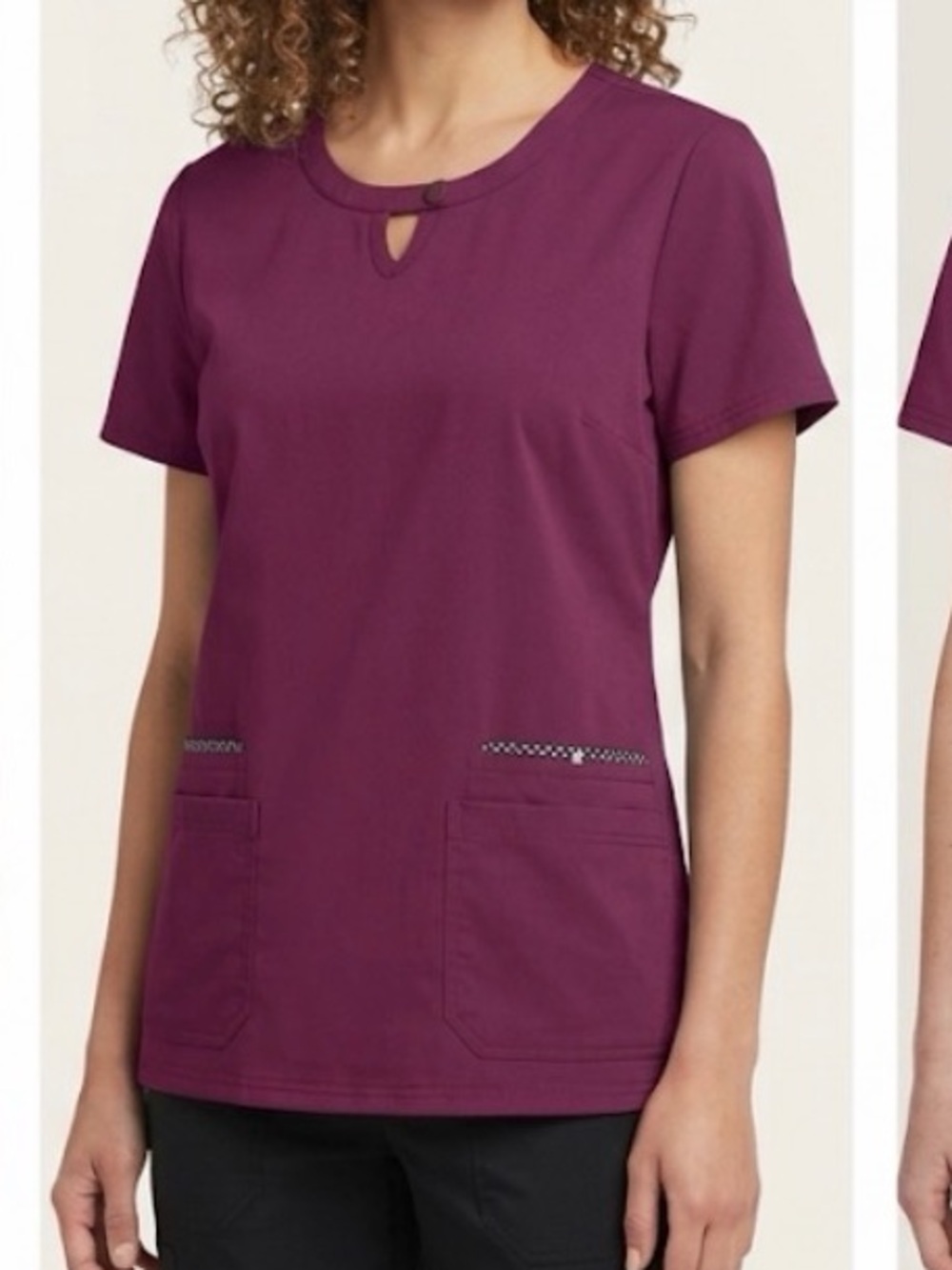 koi Plum V-Neck Medical scrub Top with Floral Trim
